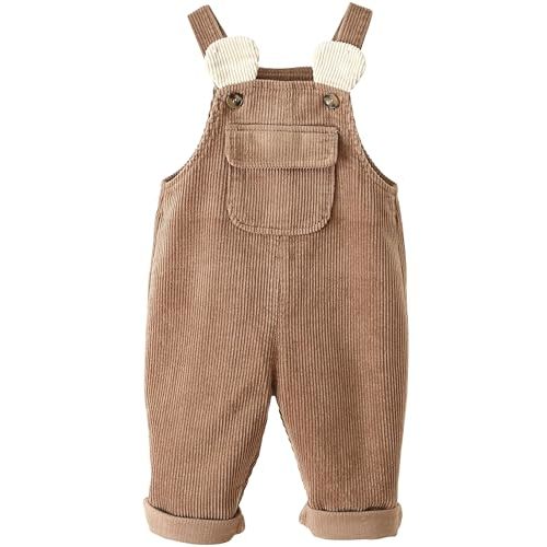 Happy Cherry Infant Baby Boy Girl Corduroy Overalls Romper Adjustable Button Suspender Big Pants Plain Romper Outfit Clothes