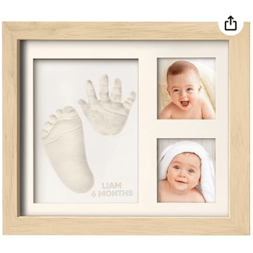 KeaBabies Baby Hand and Footprint Kit - Quick Dry Clay Baby Footprint Kit, Pets Paw, Newborn Keepsake Picture Frame for Boys, Girls, Personalized New Mom Gifts for Shower & Christmas(Ash Wood)