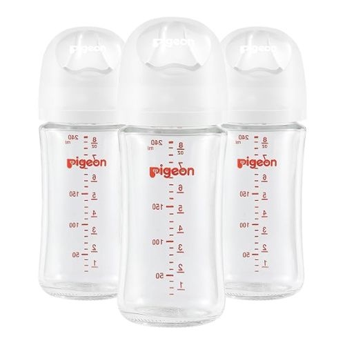 Pigeon Glass Baby Bottles Wide Neck, 5.4 Oz, Pack of 3