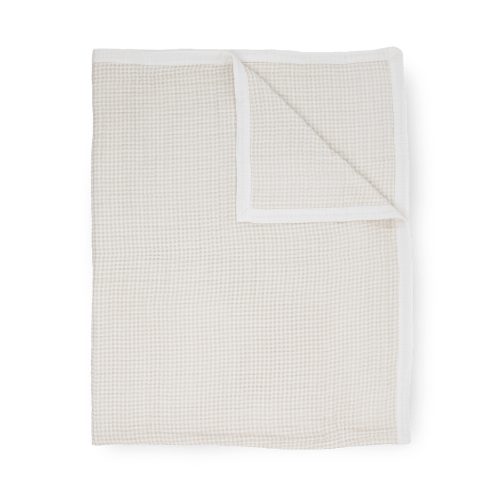 Cotton Muslin Quilted Throw - Tan Gingham