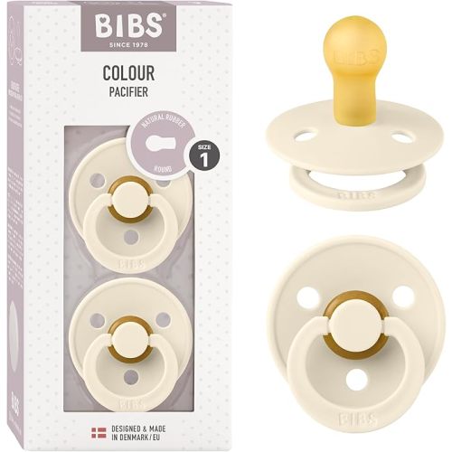 Bibs Colour Pacifier 2-Pack | BPA Free Soother, Round Nipple. Natural Rubber Latex,