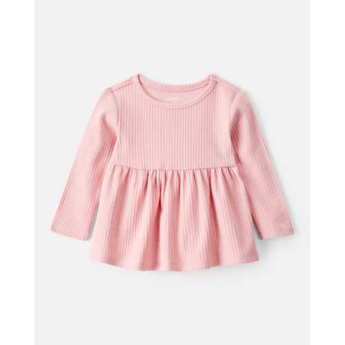 Baby Girl Long-Sleeve Peplum Top - Pink - Carter's | Carter's