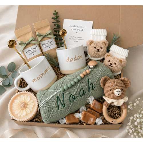 New Mom Gift Box for New Parents Gift Box, Expecting Parents Gift New Baby Gift Set, Pregnancy Care Package, Neutral Newborn Keepsake