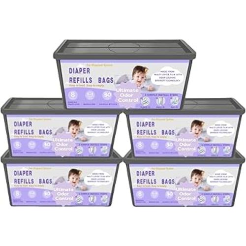 Diaper Easy Roll Refill Bags，60 Lavender Scented Diaper Pail Refills，Holds Up to 7000 Newborn Diapers，Superior Odor Control，Compatible with Genie Easy Roll Signature & Platinum Pails