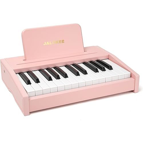 Kids Piano Keyboard, Digital Piano for Kids, Music Educational Instrument Toy, Wood Toy for 3+ Girls and Boys (Pink, 25 Keys)