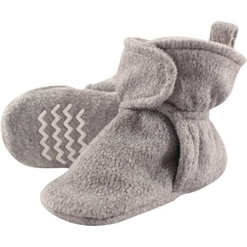 Hudson Baby Unisex-Baby Cozy Fleece Booties Slipper Sock - 0-6 Months - Heather Gray