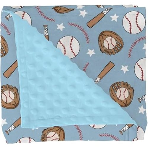 Blue Baseball Baby Blankets for Boy Spring Baseball Sport Soft Mink Dotted Backing Double Layer Swaddle Receiving Blanket American Sports Stars Bed Throws for Newborn Infant Toddler Nursery 30x40