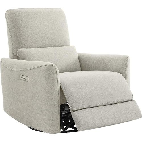 CHITA Power Recliner Chair Swivel Glider, FSC Certified Fabric Living Room Nursery Reclining Sofa Chair with Lumbar Support, Dove Grey