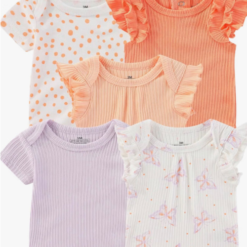 Baby Bodysuits Ribbed Mix Summer Newborn Boy Girl Clothes 5-pack