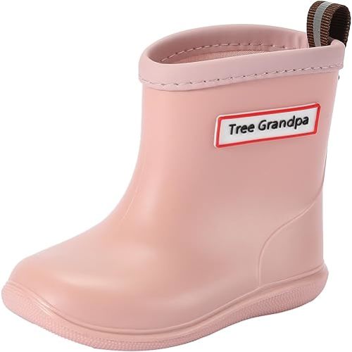 Tree Grandpa Toddler Rain Boots for Boys Girls Waterproof Baby Kids Rain Boots With Easy-on