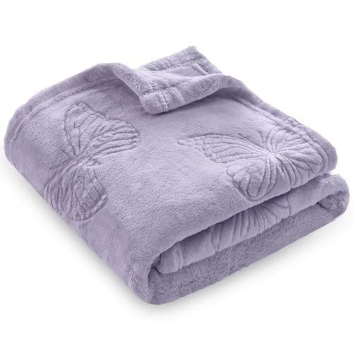 BORITAR Baby Blanket with Butterfly Design for Girls Ultra Soft Fleece Warm and Lightweight Blankets for Infant Toddler Newborn, 30x40 Inch, Purple