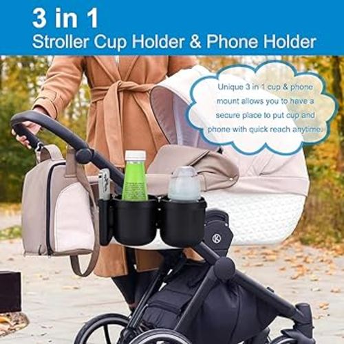 Amazon.com: Accmor Stroller Cup Holder with Phone Holder, Bike Cup Holder, Universal Cup Holder for Uppababy Nuna Doona Strollers, 2-in-1 Cup Phone Holder for Stroller, Bike, Wheelchair, Walker, Scooter : Baby