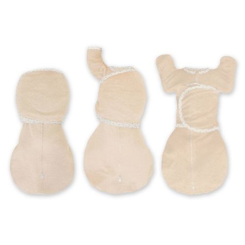 SwaddleDesigns Baby Omni Swaddle Sack with Wrap, Arms Up Elbow Length Sleeve with Mitten Cuffs - Heathered Oatmeal 0-3m