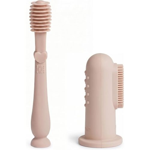 Moonkie Baby Finger Toothbrush Tongue Oral Cleaner Kit for 3 Months +, 2 Pcs (Blush)