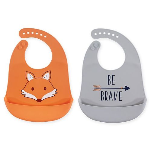 Hudson Baby® 2-Pack Fox Silicone Bibs in Orange