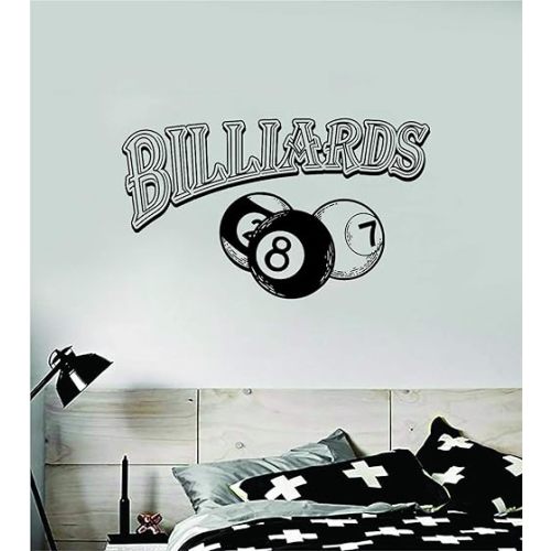 Billiards Wall Decal Sticker Vinyl Art Bedroom Room Decor Quote Inspirational Boy Girl Kids Baby Sports Pool Table Bar Games 8ball 8 Ball Fun Man Cave Cue Stick