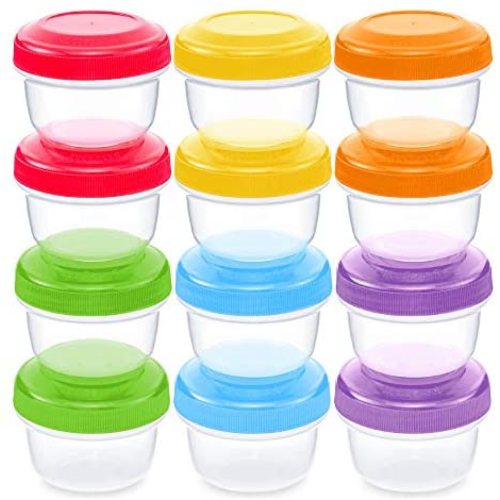 WeeSprout Leakproof Baby Food Storage - 12 Container Set, Small Plastic Containers with Lids, Lock in Freshness, Nutrients, & Flavor, Freezer & Dishwasher Friendly, 4oz Snack Container
