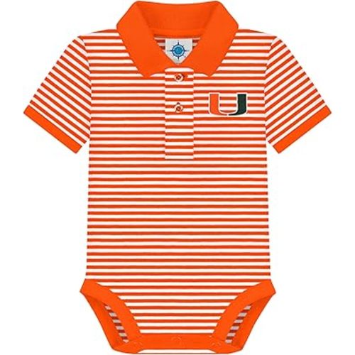 Creative Knitwear College Baby Striped Polo Bodysuit - Team Logo, Multiple Colors, for Boys & Girls (0-12 Months)