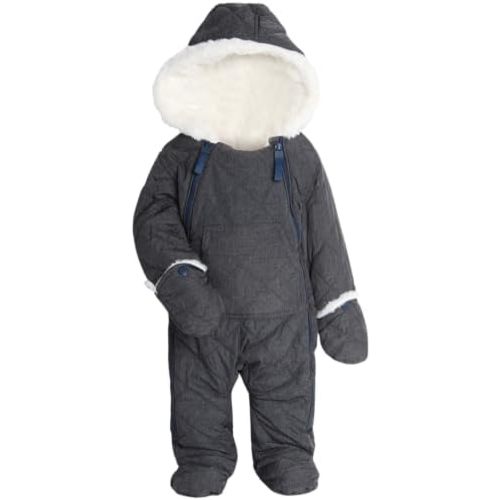 URBAN REPUBLIC Baby Boys' Pram Snowsuit - Quilted Fleece Lined Snowsuit with Gloves - Outerwear Coveralls (Sizes: 3-9M)