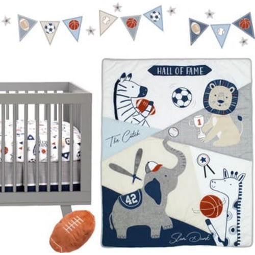 Hall of Fame Sports Animals 5-Piece Crib Bedding Set