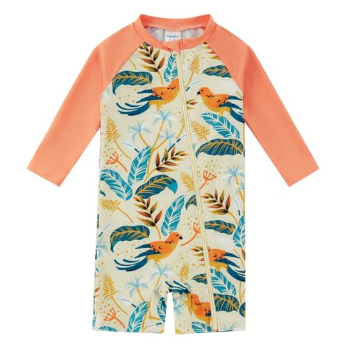 Baby Boy Swimsuit Rash Guard Shirts Toddler Boy Swimwear Full Zipper UPF 50+ Sun Protection Infant One Piece Bathing Suit