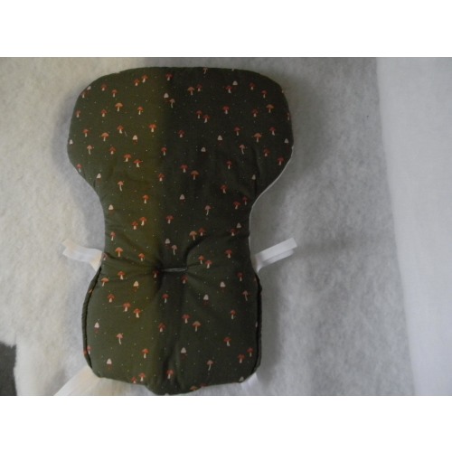 Eddie High Chair Cover In DK Olive Green With Mushrooms
