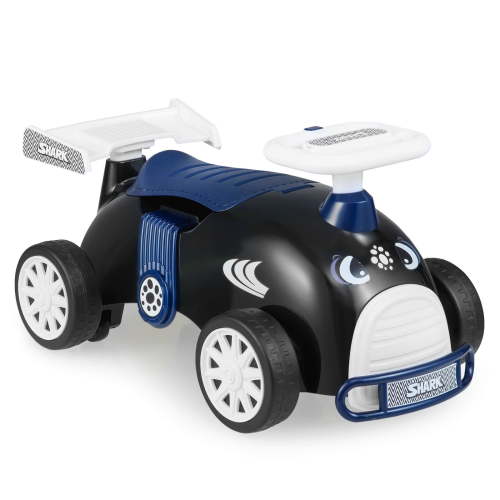 Costway Kids Ride On Push Car with Music Under-Seat Storage Universal Wheels for Boys Girls Black & White