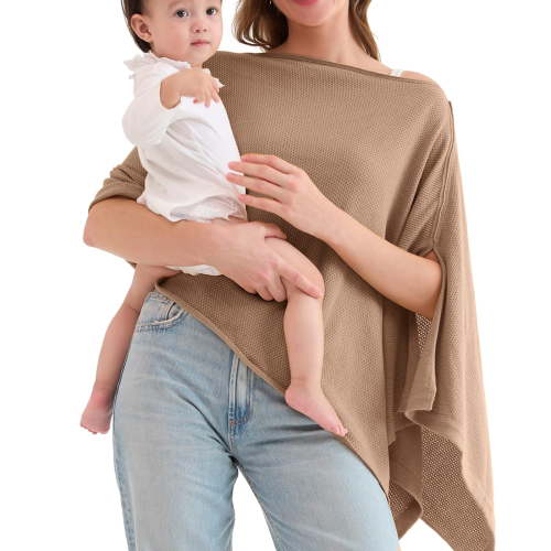 FUNUONY Nursing Covers for Breastfeeding, Breathable Breast Feeding Cover for Mom, Muslin Breastfeeding Cover Up for Women, Baby Essentials Privacy Nursing Poncho Shawl Cover for Breastfeeding Breath