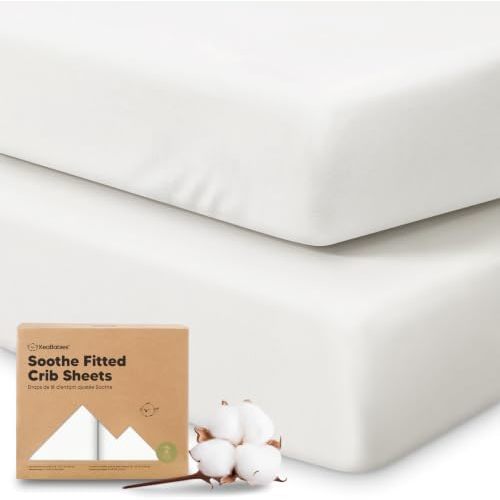 KeaBabies 2pk Organic Cotton Crib Sheets for Boys Girls 52x28, Soft White