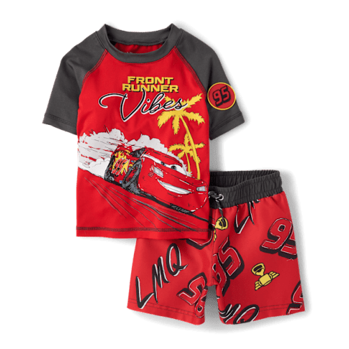 Toddler Boys Lightning McQueen™ Rashguard Swimsuit - Red