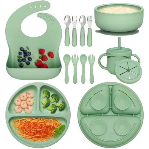 13PCS Silicone Baby Feeding Set: Suction Plates, Bowls & Utensils, BPA-Free