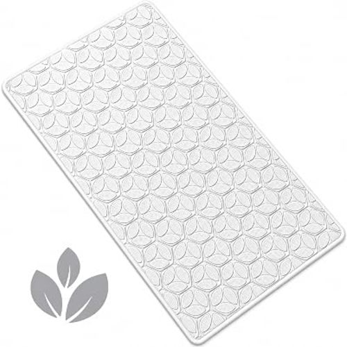 Non-Slip Rubber Bathtub Mat with Suction Cups, 16 × 28 Inch (White)