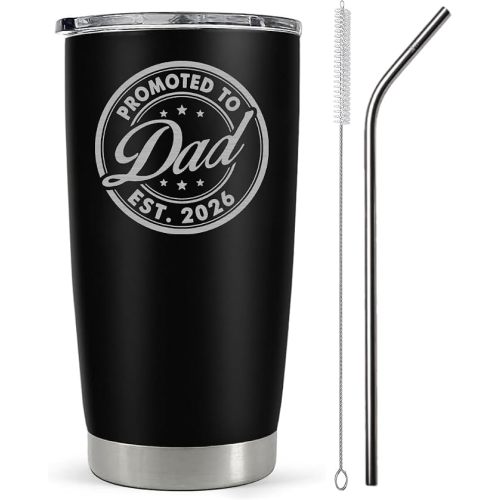 Vivulla68 Promoted To Dad 2026 Tumbler 20Oz, Dad Est 2026 Mug, 1st Daddy Gifts, New Baby Gifts Ideas, Papa Established 2026 Coffee Cup, Fathers To Be Gift, Expecting Papa Mug, First Time Daddy Gift