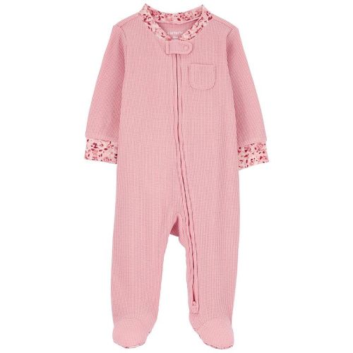 Baby Girl Carter's Floral Trim 2-Way Zip Thermal Textured Sleep & Play Pajamas