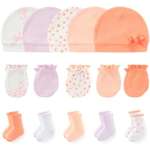 Conjunto de calcetines de algodón para bebé recién nacido, accesorios esenciales (sombreros, guantes, calcetines)