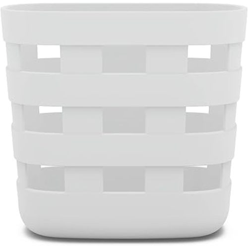 Lalo Bath Time Storage Bin - Keep Items Organized & Dry with Non-Toxic Plastic, Easy Cleanup, Removable Drying Bin, Woven Baby Organizer, Secure Wall Attachment, 9 x 5.5 x 8.5 in - Coconut
