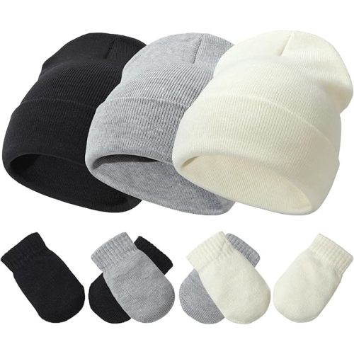 Baby Hats and Mittens Set Infant Toddler Beanie Caps Hospital Hat Set Newborn Gloves for Baby Boys Girls