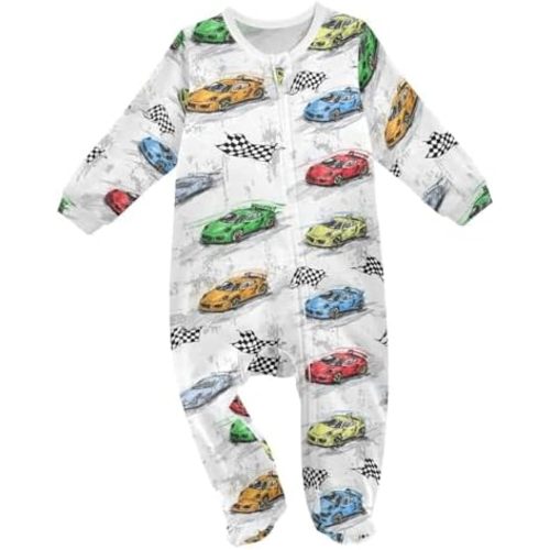 Baby One-Piece Footies Cute Blue Jellyfish Infant Zip Front Romper Jumpsuit Pajamas For 0-24 Months