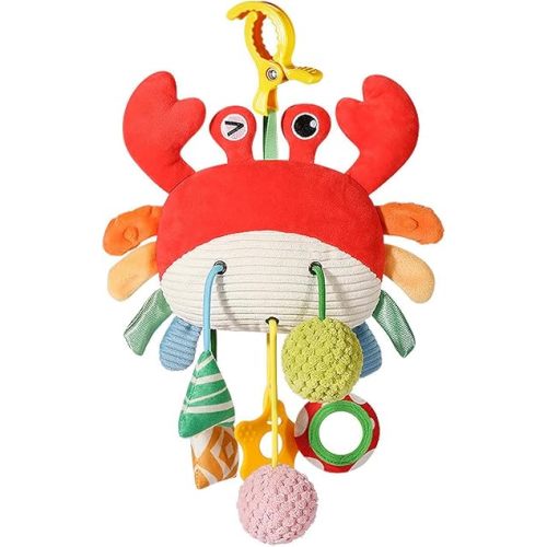 Car Seat & Stroller Toys for Babies 0-12 Months, Crab Infant Stroller Hanging Toys for Boys Girls