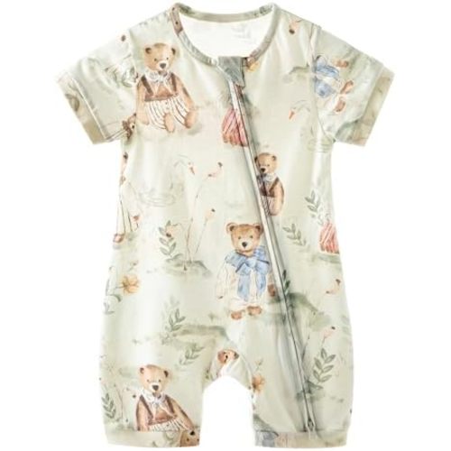 Organic Cotton Baby Romper for Boys & Girls, Short Sleeve Fairy Tale Jumpsuit, Soft & Breathable Summer Outfit Newborns