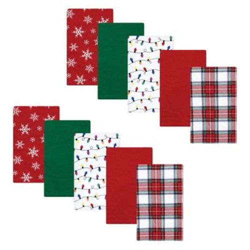 Hudson Baby Unisex Baby Cotton Flannel Burp Cloths, White Tartan, One Size