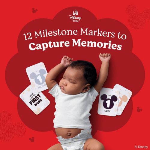 Huggies Disney Magic Baby Gift Set: Size 1 Diapers, Baby Wipes, Tummy Time Book, Milestone Markers & Mickey Mouse Muslin Cloth - 5ct