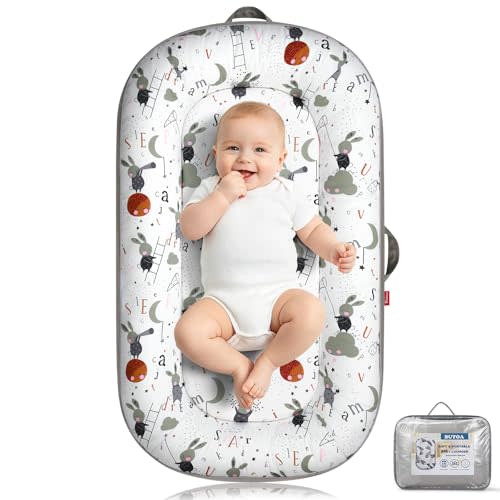 BUTOA Baby Lounger, Portable Infant Support Cushion for Newborn 0-24 Months | Soft Breathable Cotton, Tummy Time Play Mat, Double-sided Use, Washable Cover, Perfect Newborn Essentials Baby Shower Gifts