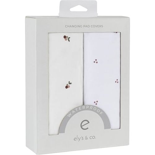 Ely's & Co. Patent Pending Waterproof Changing Pad Cover Sheets, 100% Cotton with Waterproof Lining – 2 Pack Fitted Cradle Sheet Set, Berry and Cluster Dot (Lavender) 34” x 17”