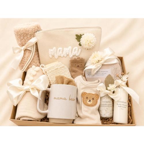 Luxury Mama andBaby Gift Box | New Mom Gift Basket | Baby Shower Gift | Neutral Baby Gift Set | Mother and Baby Care Package