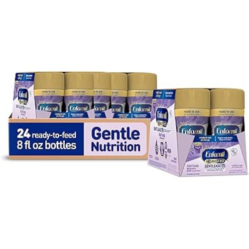 Enfamil NeuroPro Gentlease Ready-to-Feed with Smaller Proteins for Easy Digestion,Brain Supporting DHA, HuMO6* Blend, Baby Formula for easing Fussiness, Gas, Spit-up in 24hrs, 8 Fl Oz (6 ct), 4 Pack