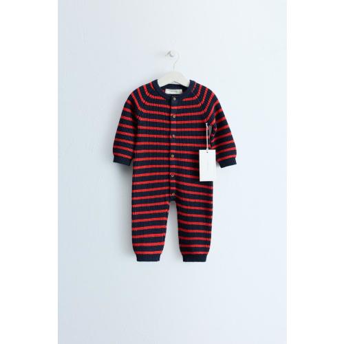 ZARA TIMELESS - STRIPED COTTON AND WOOL BLEND JUMPSUIT - Red / Navy | ZARA United States