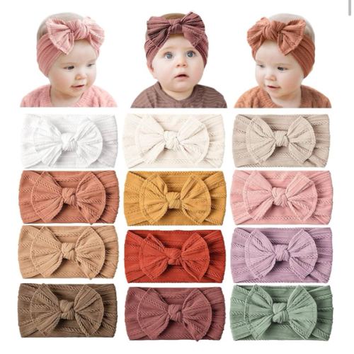 Prohouse 12 Pack Baby Nylon Headbands Hairbands Hair Bow Elastics Handmade Hair Accessories for Baby Girls Newborn Infant Toddlers Kids(Pink)