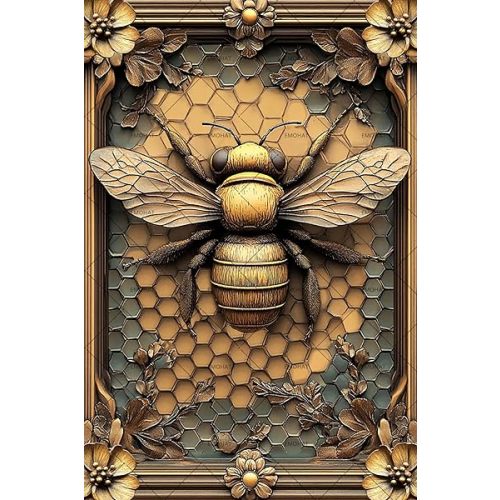 EMOHAT Bee Metal Tin Sign, Vintage Retro Wall Art for Home Kitchen, 12x16 Inch Rustic Farmhouse Decoration for Garden Retro Bee Art Unique Gift for Bee Lover