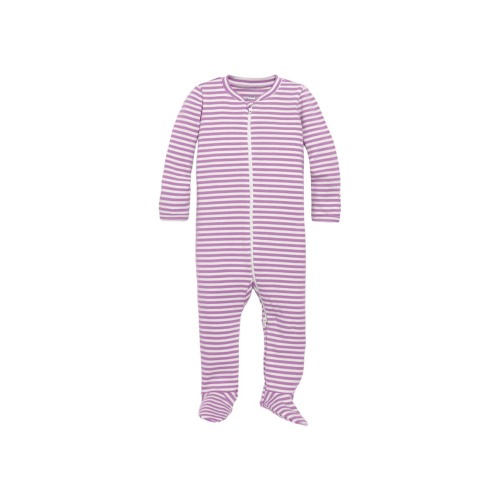 Baby Organic Zip Footie In Stripe, 0-3M